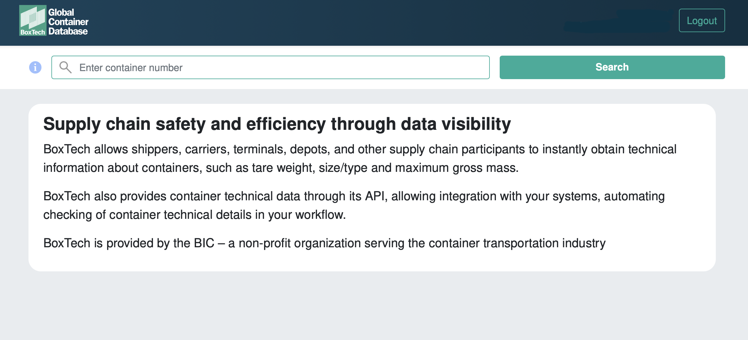 Search Screen in BoxTech