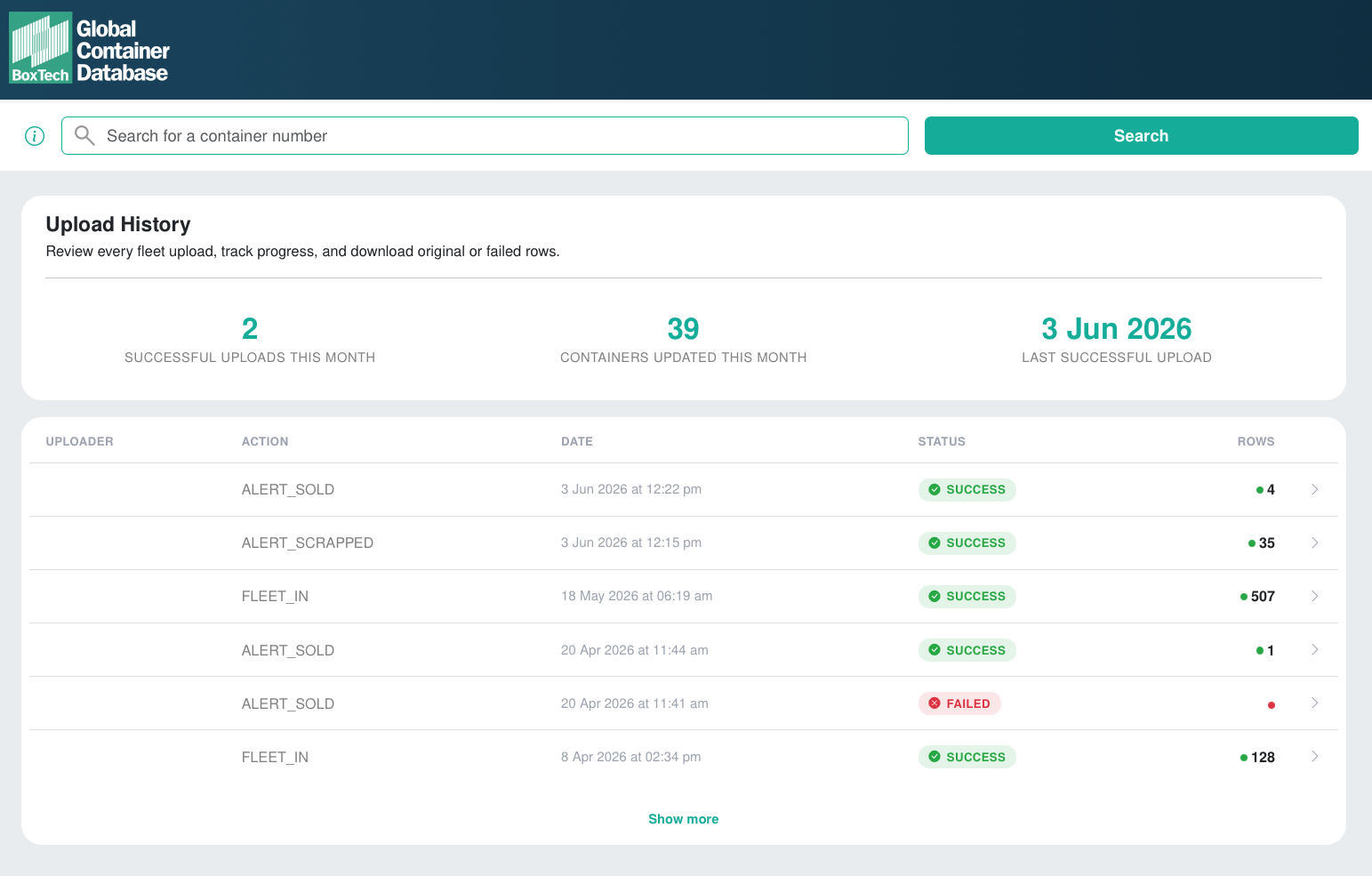 View of the upload page